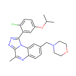 Cc1nc2ccc(CN3CCOCC3)cc2n2c(-c3cc(OC(C)C)ccc3Cl)nnc12 ZINC000149300675