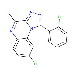 Cc1nc2ccc(Cl)cc2n2c(-c3ccccc3Cl)nnc12 ZINC000103257164