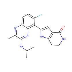 Cc1nc2ccc(F)c(-c3cc4c([nH]3)CCNC4=O)c2nc1NC(C)C ZINC000206092033