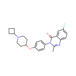 Cc1nc2ccc(F)cc2c(=O)n1-c1ccc(OC2CCN(C3CCC3)CC2)cc1 ZINC000040393989