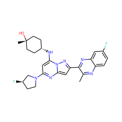 Cc1nc2ccc(F)cc2nc1-c1cc2nc(N3CC[C@@H](F)C3)cc(N[C@H]3CC[C@@](C)(O)CC3)n2n1 ZINC000118911074