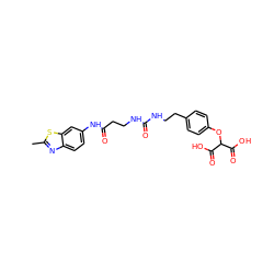 Cc1nc2ccc(NC(=O)CCNC(=O)NCCc3ccc(OC(C(=O)O)C(=O)O)cc3)cc2s1 ZINC000084672207