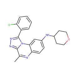 Cc1nc2ccc(NC3CCOCC3)cc2n2c(-c3ccccc3Cl)nnc12 ZINC000095593129