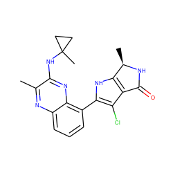 Cc1nc2cccc(-c3[nH]c4c(c3Cl)C(=O)N[C@@H]4C)c2nc1NC1(C)CC1 ZINC000222358012