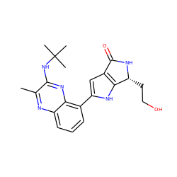 Cc1nc2cccc(-c3cc4c([nH]3)[C@@H](CCO)NC4=O)c2nc1NC(C)(C)C ZINC000222362214