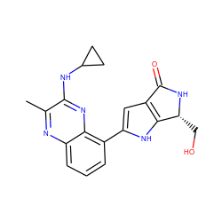 Cc1nc2cccc(-c3cc4c([nH]3)[C@@H](CO)NC4=O)c2nc1NC1CC1 ZINC000206091977