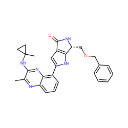 Cc1nc2cccc(-c3cc4c([nH]3)[C@@H](COCc3ccccc3)NC4=O)c2nc1NC1(C)CC1 ZINC000222371161