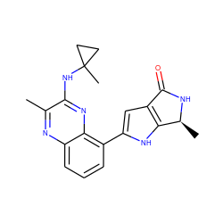 Cc1nc2cccc(-c3cc4c([nH]3)[C@H](C)NC4=O)c2nc1NC1(C)CC1 ZINC000206074344