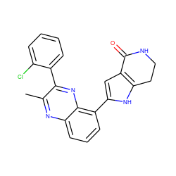 Cc1nc2cccc(-c3cc4c([nH]3)CCNC4=O)c2nc1-c1ccccc1Cl ZINC000222523890