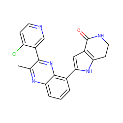 Cc1nc2cccc(-c3cc4c([nH]3)CCNC4=O)c2nc1-c1cnccc1Cl ZINC000222405090