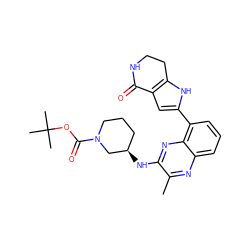 Cc1nc2cccc(-c3cc4c([nH]3)CCNC4=O)c2nc1N[C@@H]1CCCN(C(=O)OC(C)(C)C)C1 ZINC000223405928