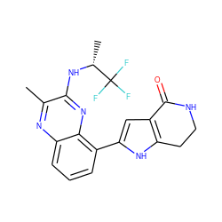 Cc1nc2cccc(-c3cc4c([nH]3)CCNC4=O)c2nc1N[C@H](C)C(F)(F)F ZINC000222420482