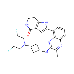 Cc1nc2cccc(-c3cc4c([nH]3)CCNC4=O)c2nc1N[C@H]1C[C@@H](N(CCF)CCF)C1 ZINC001772602943