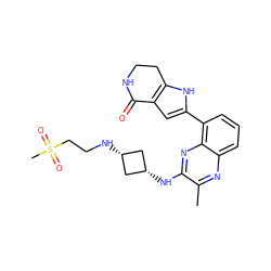 Cc1nc2cccc(-c3cc4c([nH]3)CCNC4=O)c2nc1N[C@H]1C[C@@H](NCCS(C)(=O)=O)C1 ZINC001772629603