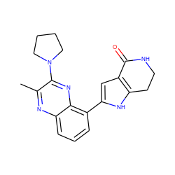 Cc1nc2cccc(-c3cc4c([nH]3)CCNC4=O)c2nc1N1CCCC1 ZINC000222363769