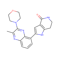 Cc1nc2cccc(-c3cc4c([nH]3)CCNC4=O)c2nc1N1CCOCC1 ZINC000222373026