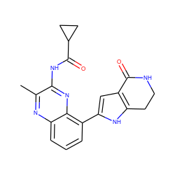 Cc1nc2cccc(-c3cc4c([nH]3)CCNC4=O)c2nc1NC(=O)C1CC1 ZINC000222362373