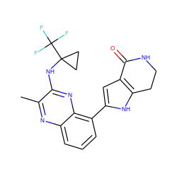 Cc1nc2cccc(-c3cc4c([nH]3)CCNC4=O)c2nc1NC1(C(F)(F)F)CC1 ZINC000206108832