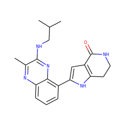 Cc1nc2cccc(-c3cc4c([nH]3)CCNC4=O)c2nc1NCC(C)C ZINC000223407893