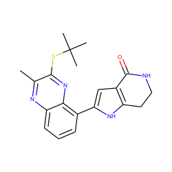 Cc1nc2cccc(-c3cc4c([nH]3)CCNC4=O)c2nc1SC(C)(C)C ZINC000222449378