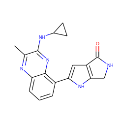 Cc1nc2cccc(-c3cc4c([nH]3)CNC4=O)c2nc1NC1CC1 ZINC000223412386