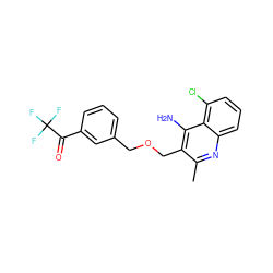 Cc1nc2cccc(Cl)c2c(N)c1COCc1cccc(C(=O)C(F)(F)F)c1 ZINC000013864121