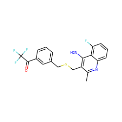 Cc1nc2cccc(F)c2c(N)c1CSCc1cccc(C(=O)C(F)(F)F)c1 ZINC000013864124