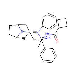 Cc1nc2ccccc2n1[C@@H]1C[C@@H]2CC[C@H](C1)N2CC[C@H](NC(=O)C1CCC1)c1ccccc1 ZINC000101588477