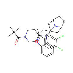 Cc1nc2ccccc2n1[C@@H]1C[C@@H]2CC[C@H](C1)N2CCC1(c2ccc(Cl)c(Cl)c2)CCN(C(=O)C(C)(C)C)CC1 ZINC000103234831