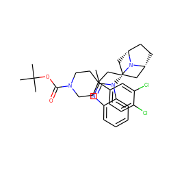 Cc1nc2ccccc2n1[C@@H]1C[C@@H]2CC[C@H](C1)N2CCC1(c2ccc(Cl)c(Cl)c2)CCN(C(=O)OC(C)(C)C)CC1 ZINC000103234833