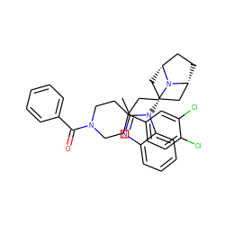 Cc1nc2ccccc2n1[C@@H]1C[C@@H]2CC[C@H](C1)N2CCC1(c2ccc(Cl)c(Cl)c2)CCN(C(=O)c2ccccc2)CC1 ZINC000103234826