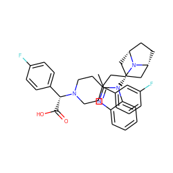 Cc1nc2ccccc2n1[C@@H]1C[C@@H]2CC[C@H](C1)N2CCC1(c2cccc(F)c2)CCN([C@H](C(=O)O)c2ccc(F)cc2)CC1 ZINC000101193584