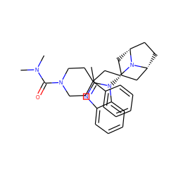 Cc1nc2ccccc2n1[C@@H]1C[C@@H]2CC[C@H](C1)N2CCC1(c2ccccc2)CCN(C(=O)N(C)C)CC1 ZINC000101193532