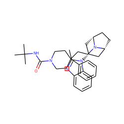 Cc1nc2ccccc2n1[C@@H]1C[C@@H]2CC[C@H](C1)N2CCC1(c2ccccc2)CCN(C(=O)NC(C)(C)C)CC1 ZINC000101193465