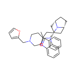 Cc1nc2ccccc2n1[C@@H]1C[C@@H]2CC[C@H](C1)N2CCC1(c2ccccc2)CCN(Cc2ccco2)CC1 ZINC000101193460