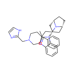 Cc1nc2ccccc2n1[C@@H]1C[C@@H]2CC[C@H](C1)N2CCC1(c2ccccc2)CCN(Cc2ncc[nH]2)CC1 ZINC000101193291