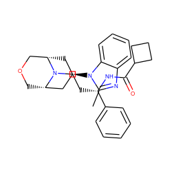 Cc1nc2ccccc2n1[C@@H]1C[C@H]2COC[C@@H](C1)N2CC[C@H](NC(=O)C1CCC1)c1ccccc1 ZINC000101588452