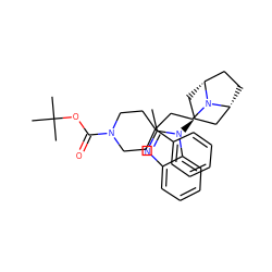 Cc1nc2ccccc2n1[C@H]1C[C@@H]2CC[C@H](C1)N2CCC1(c2ccccc2)CCN(C(=O)OC(C)(C)C)CC1 ZINC000103233997