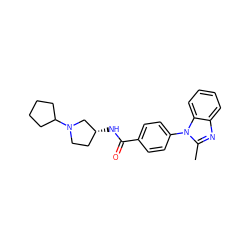 Cc1nc2ccccc2n1-c1ccc(C(=O)N[C@@H]2CCN(C3CCCC3)C2)cc1 ZINC000072126069