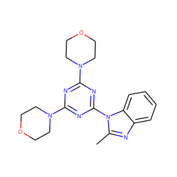 Cc1nc2ccccc2n1-c1nc(N2CCOCC2)nc(N2CCOCC2)n1 ZINC000073140972