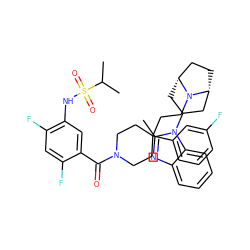 Cc1nc2ccccc2n1C1C[C@@H]2CC[C@H](C1)N2CCC1(c2cccc(F)c2)CCN(C(=O)c2cc(NS(=O)(=O)C(C)C)c(F)cc2F)CC1 ZINC000072129838