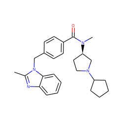 Cc1nc2ccccc2n1Cc1ccc(C(=O)N(C)[C@@H]2CCN(C3CCCC3)C2)cc1 ZINC000072124466