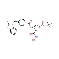 Cc1nc2ccccc2n1Cc1ccc(C(=O)N[C@@H]2CN(C(=O)OC(C)(C)C)C[C@@H]2C(=O)NO)cc1 ZINC000029038015