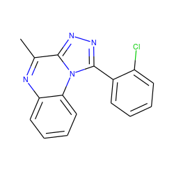 Cc1nc2ccccc2n2c(-c3ccccc3Cl)nnc12 ZINC000073141861