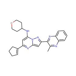 Cc1nc2ccccc2nc1-c1cc2nc(C3=CCCC3)cc(NC3CCOCC3)n2n1 ZINC000149825547