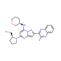 Cc1nc2ccccc2nc1-c1cc2nc(N3CCC[C@H]3CO)cc(N[C@@H]3CCCOC3)n2n1 ZINC000149764606