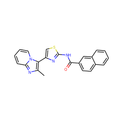 Cc1nc2ccccn2c1-c1csc(NC(=O)c2ccc3ccccc3c2)n1 ZINC000040894981