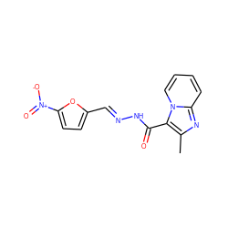 Cc1nc2ccccn2c1C(=O)N/N=C/c1ccc([N+](=O)[O-])o1 ZINC000009335452