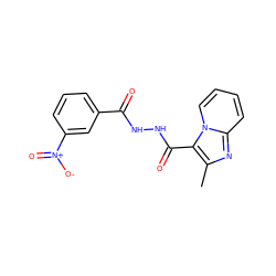 Cc1nc2ccccn2c1C(=O)NNC(=O)c1cccc([N+](=O)[O-])c1 ZINC000014841837