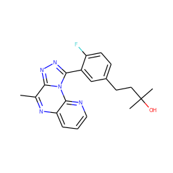 Cc1nc2cccnc2n2c(-c3cc(CCC(C)(C)O)ccc3F)nnc12 ZINC000145739891